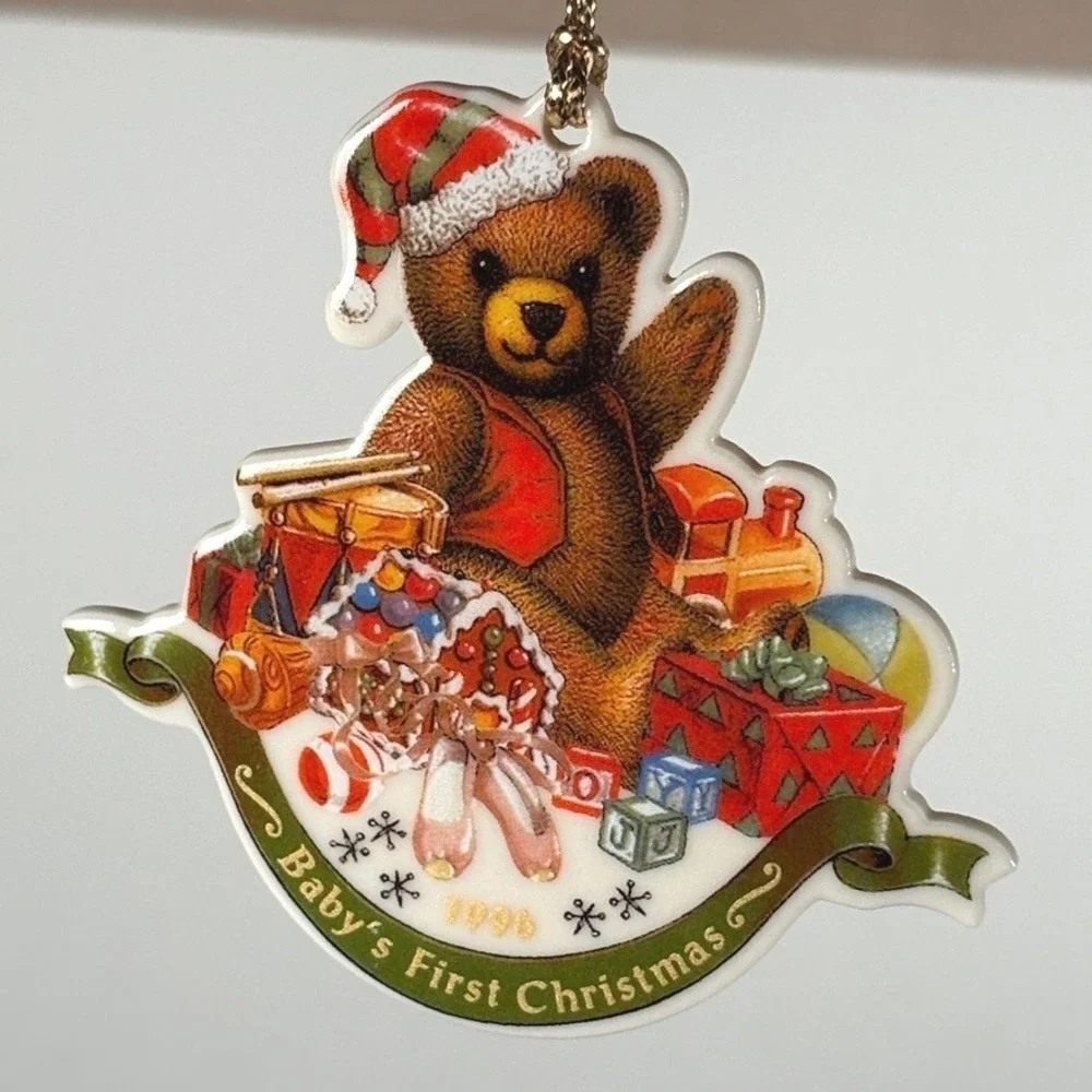 VTG Lenox 1996 BABY'S FIRST CHRISTMAS Teddy Bear Toys Christmas Ornament‎ in Box
